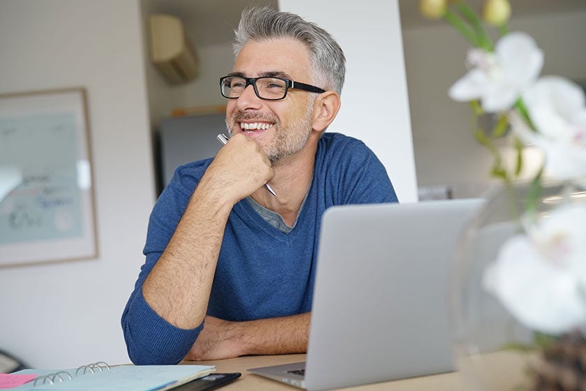 Middle-aged man working